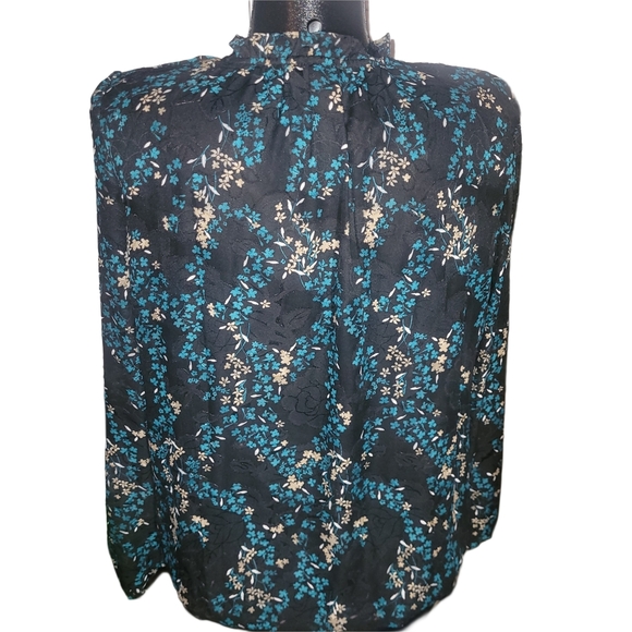Tamara H Floral Black and Teal Blouse XL - Picture 6 of 7